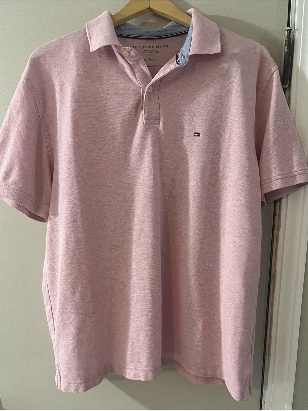 Classic Tommy Hilfiger Mens Regular Fit Polo Shirt Pink Heather Short Sleeve XL